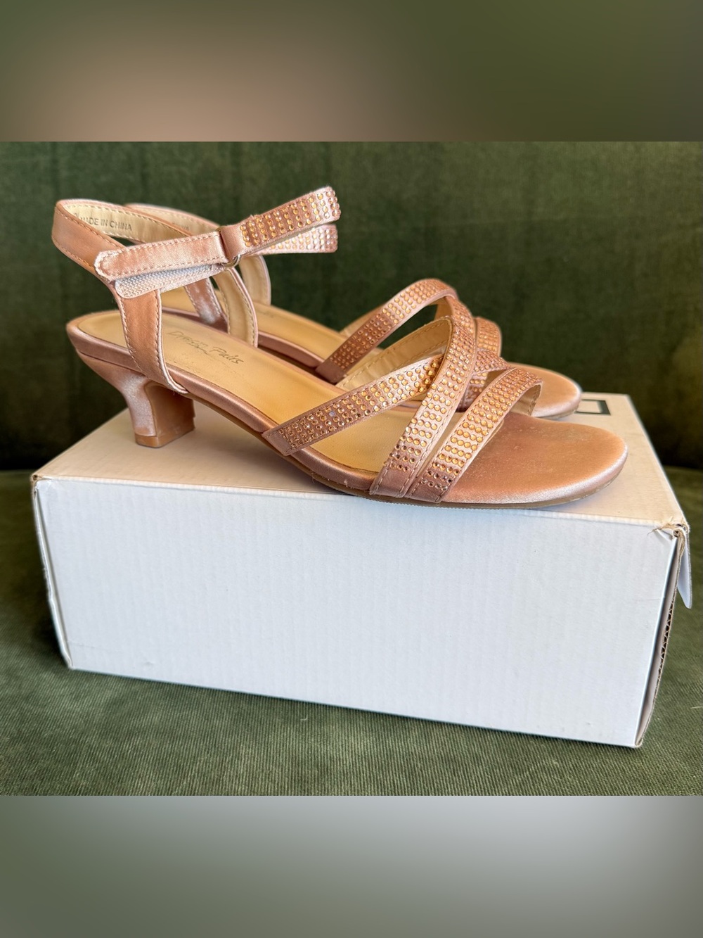 Strappy Rose Gold Girls Low Heel Sandals